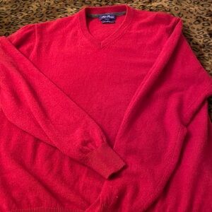 Alan Flusser Bold Red V-Neck Sweater